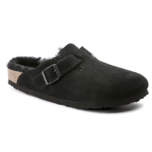 BIRKENSTOCK BOSTON SHEARLING BLACK, SUEDE LEATHER