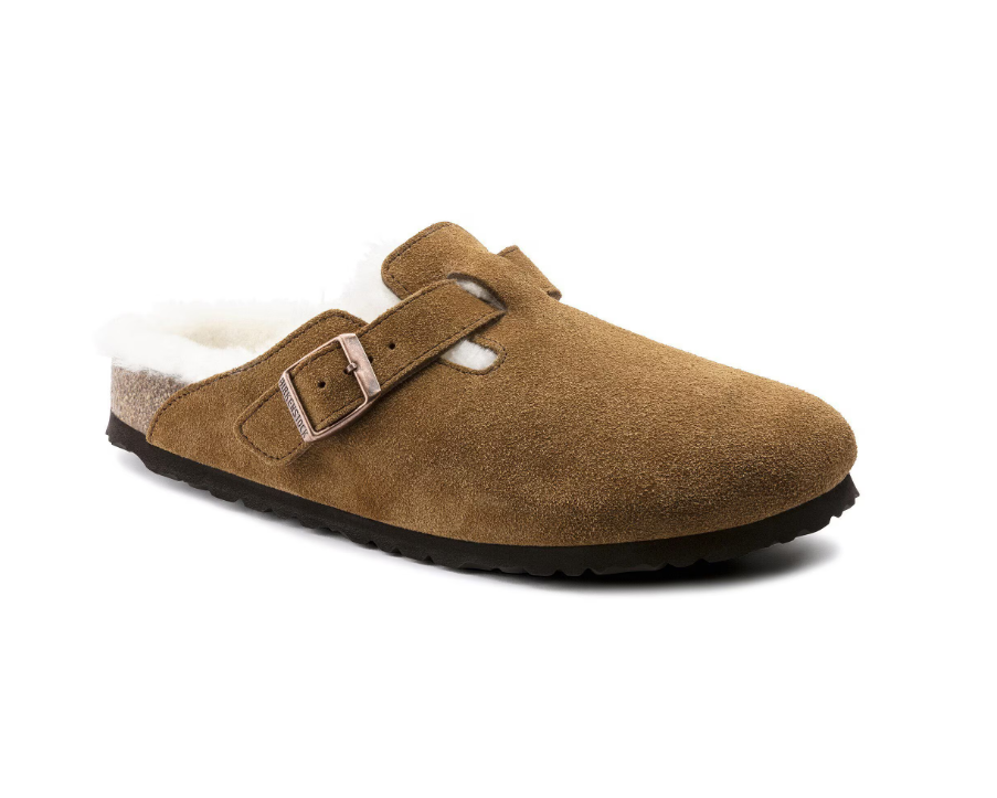 BIRKENSTOCK BOSTON SHEARLING MINK SUEDE LEATHER