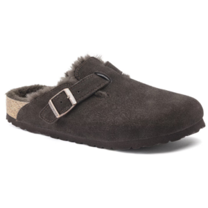 BIRKENSTOCK BOSTON SHEARLING MOCCA, SUEDE LEATHER