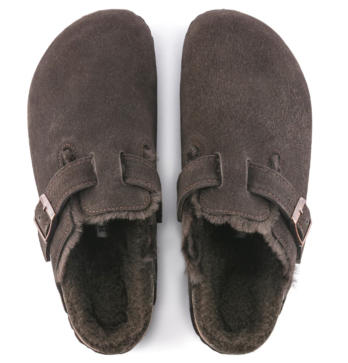 BIRKENSTOCK BOSTON SHEARLING MOCCA, SUEDE LEATHER - immagine 2