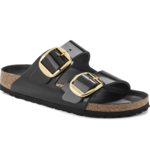 BIRKENSTOCK ARIZONA BIG BUCKLE HEX SHINE BLACK, NATURAL LEATHER