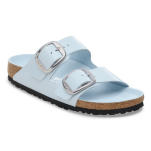 BIRKENSTOCK ARIZONA BIG BUCKLE SHINE BLUE, NATURAL LEATHER