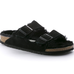 BIRKENSTOCK ARIZONA SHEARLING BLACK, SUEDE LEATHER