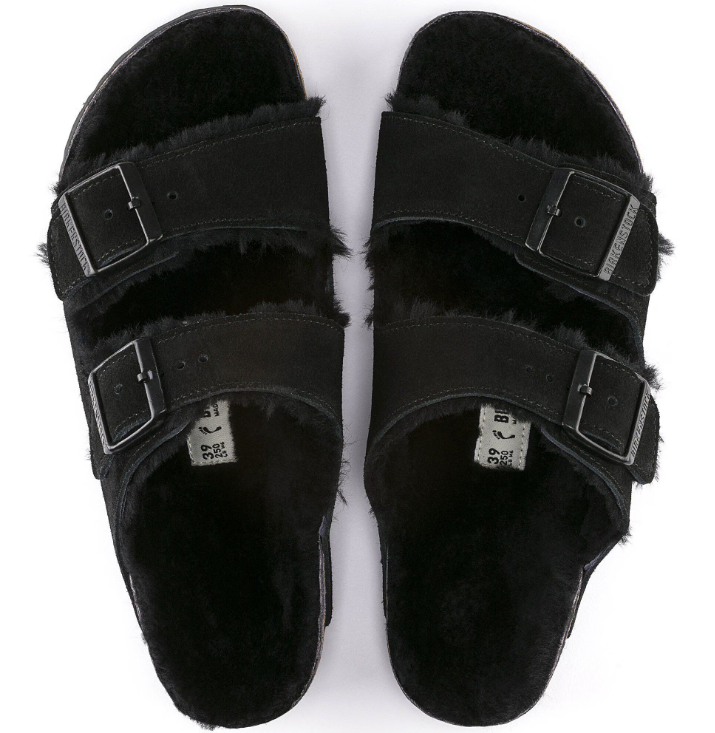 BIRKENSTOCK ARIZONA TEDDY SPLIT BLACK, SUEDE LAETHER - immagine 2