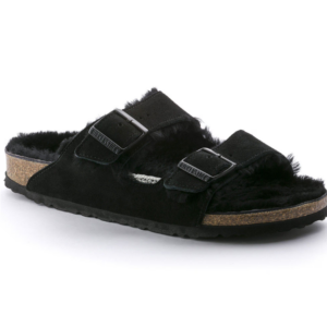 BIRKENSTOCK ARIZONA TEDDY SPLIT BLACK, SUEDE LAETHER