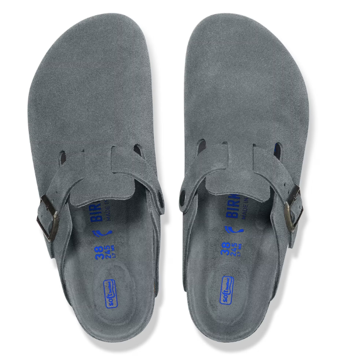 BIRKENSTOCK BOSTON BASALT GRAY TONAL SFB, SUEDE LEATHER - immagine 2