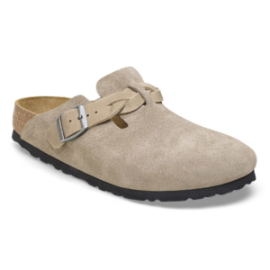 BIRKENSTOCK BOSTON BRAIDED TAUPE, SUEDE LEATHER