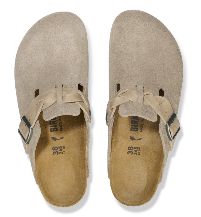 BIRKENSTOCK BOSTON BRAIDED TAUPE, SUEDE LEATHER - immagine 2