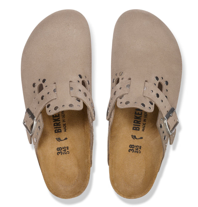 BIRKENSTOCK BOSTON RIVETS TAUPE, SUDE LEATHER - immagine 2