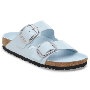 BIRIKENSTOCK ARIZONA BIG BUCKLE BABY BLUE HIGH SHINE, NATURAL LEAHTER PATENT