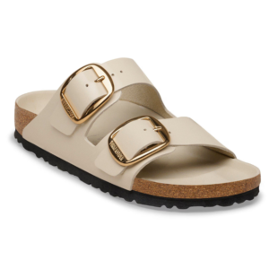 BIRKEBSTOCK ARIZONA BIG BUCKLE HIGH-SHINE OYSTER, NATURAL LEAHTER
