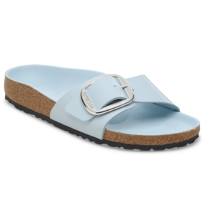 BIRKENSTOCK MADRID BIG BUCKLE BABY BLUE HIGH-SHINE, NATURAL LEATHER