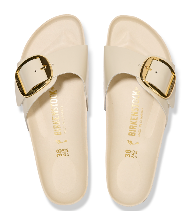BIRKENSTOCK MADRID BIG BUCKLE HIGH-SHINE ECRU, NATURAL LEATHER - immagine 2