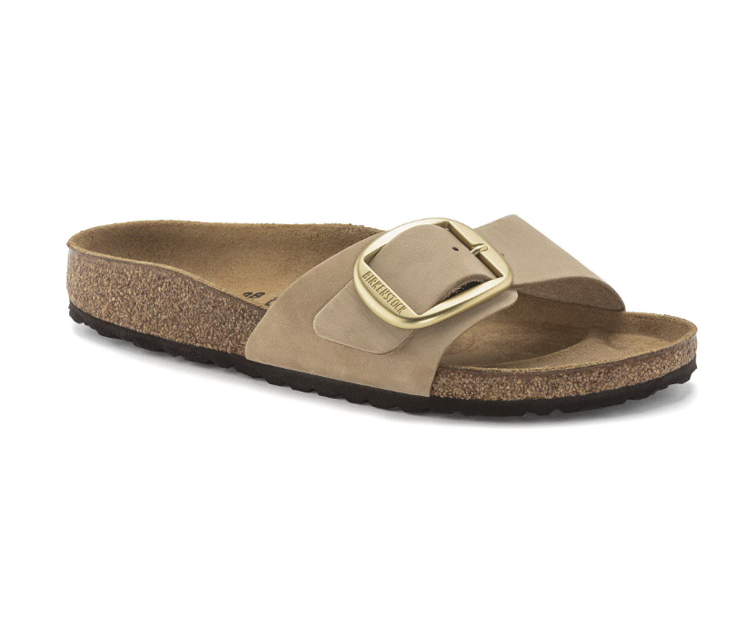 BIRKENSTOCK MADRID BIG BUCKLE SANDCASTLE, NUBUCK LEATHER